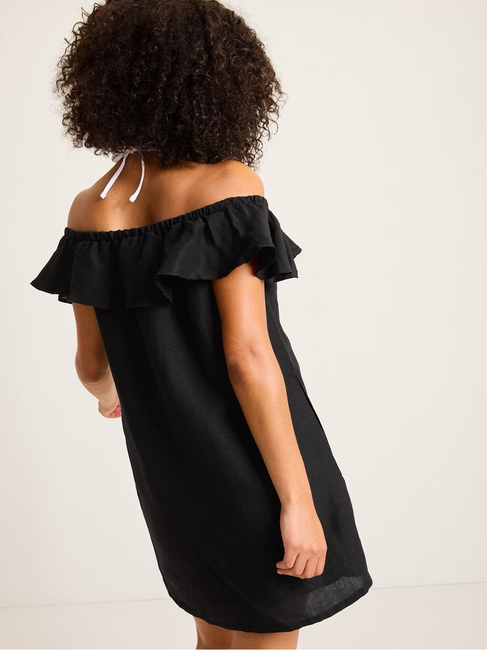 Tommy Bahama Black Off-Shoulder Ruffle Mini Dress - Picture 3 of 9